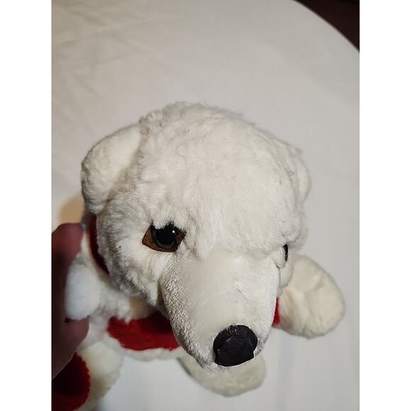 Plush Polar Bear Detachable Red Taboggan Scarf 14" White No Tag Details - Picture 12 of 13
